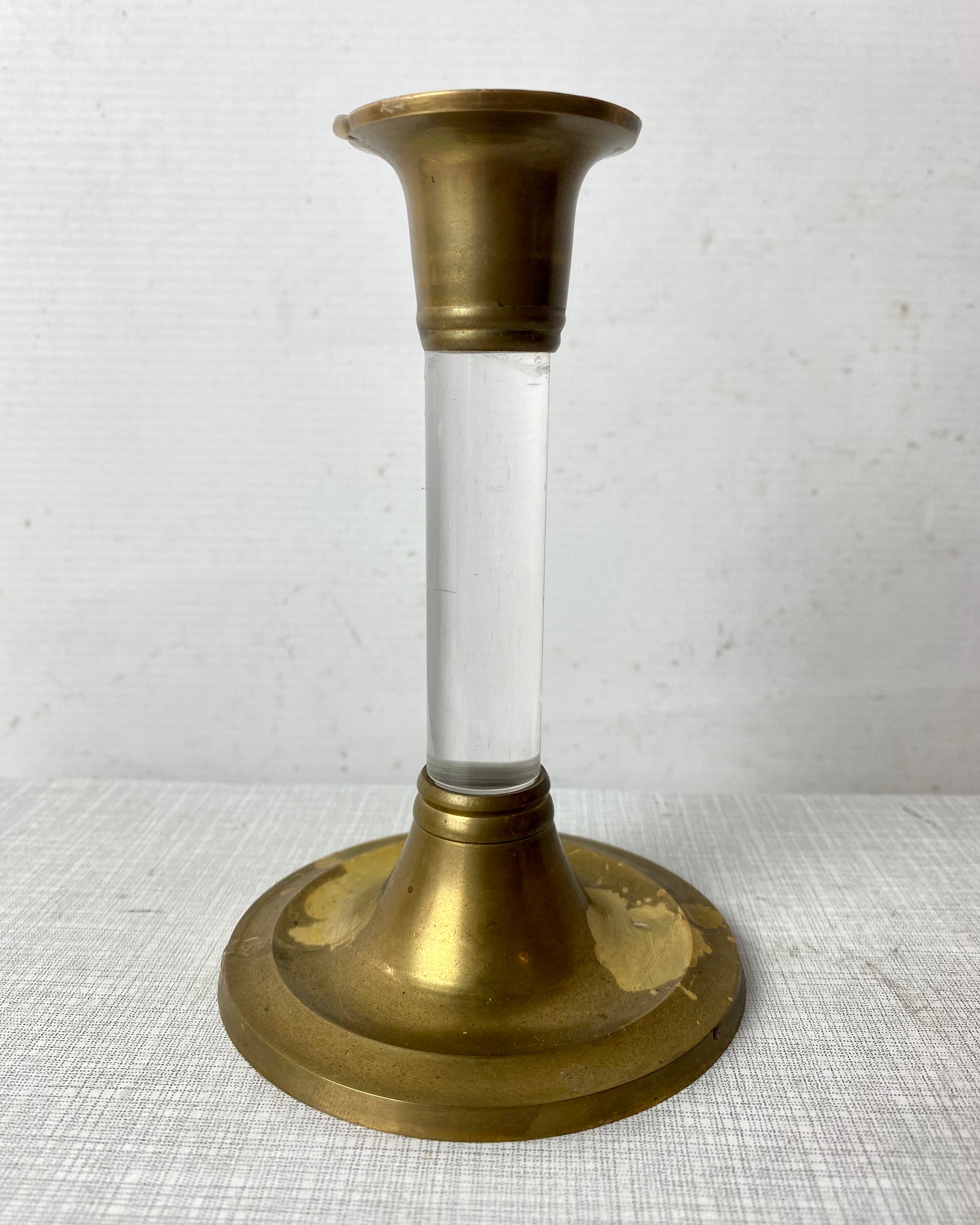 Brass and plexiglass candle holder