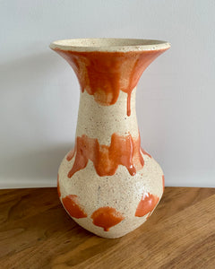 Handmade vase beige and coral