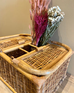 Rattan and bamboo picnic basket or storage box