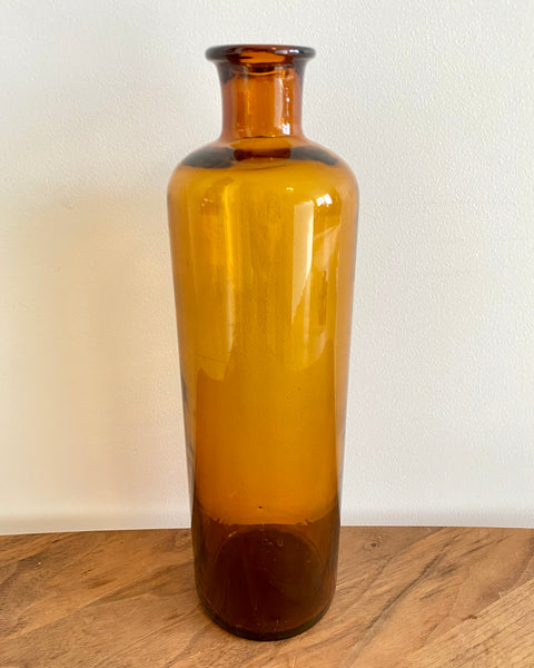 Amber colored glass vase