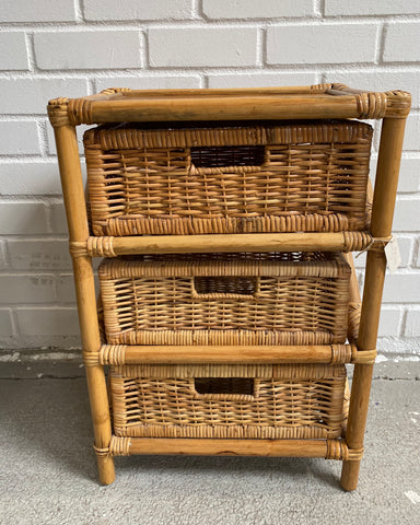 Rattan and bamboo cabinet bedside table shelf