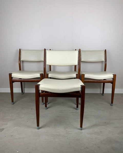 Vintage faux leather and teak chairs set of 4 PICK UP ONLY!