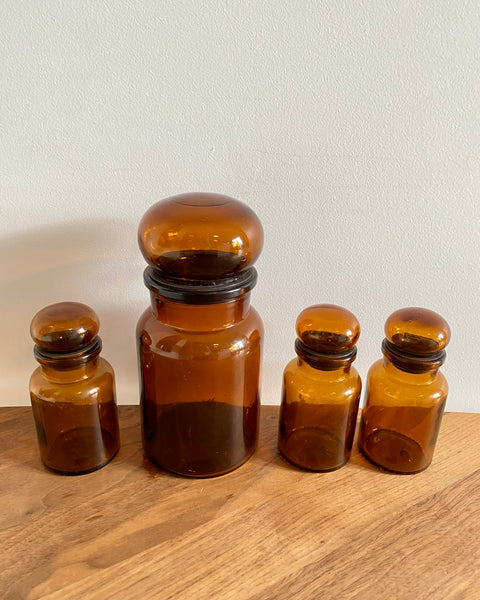 Amber colored glass container set of 4