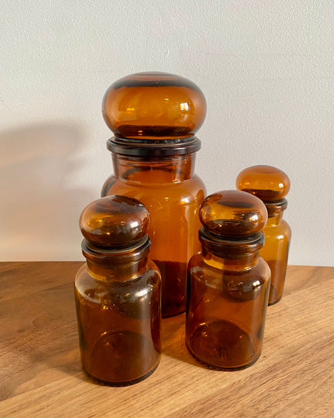 Amber colored glass container set of 4