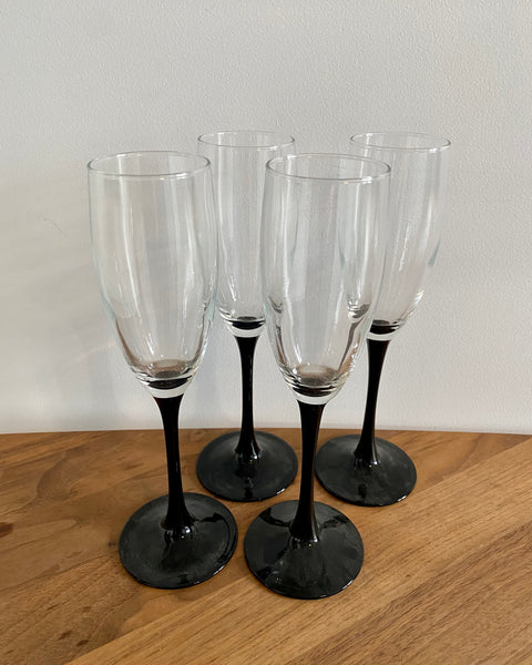 Champagne glasses Luminarc black stem set of 4