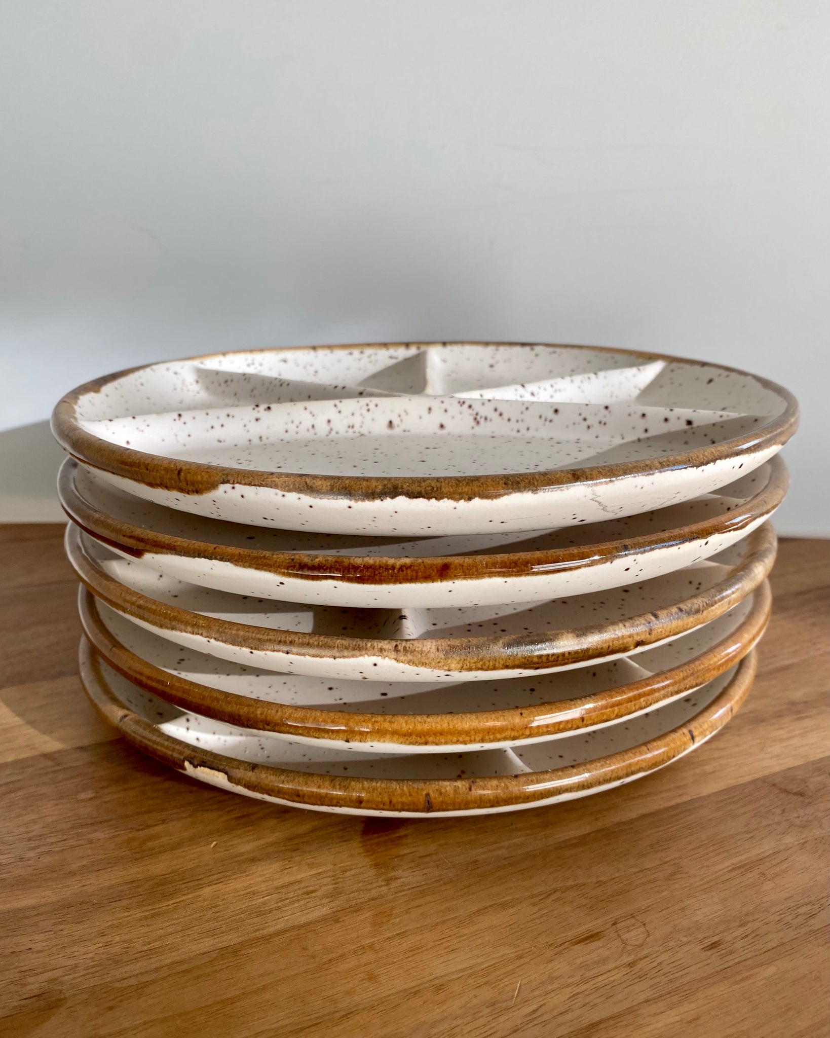 Speckled beige and brown plates set of 5
