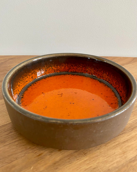 Ceramic bowl brown and orange